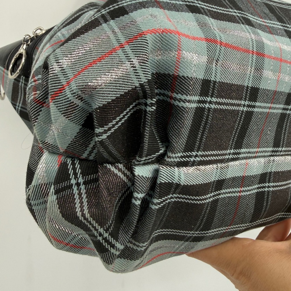 Coach Poppy Tartan Plaid Glam Tote Bag Metallic Patent Leather Limited Edition - Picture 6 of 16